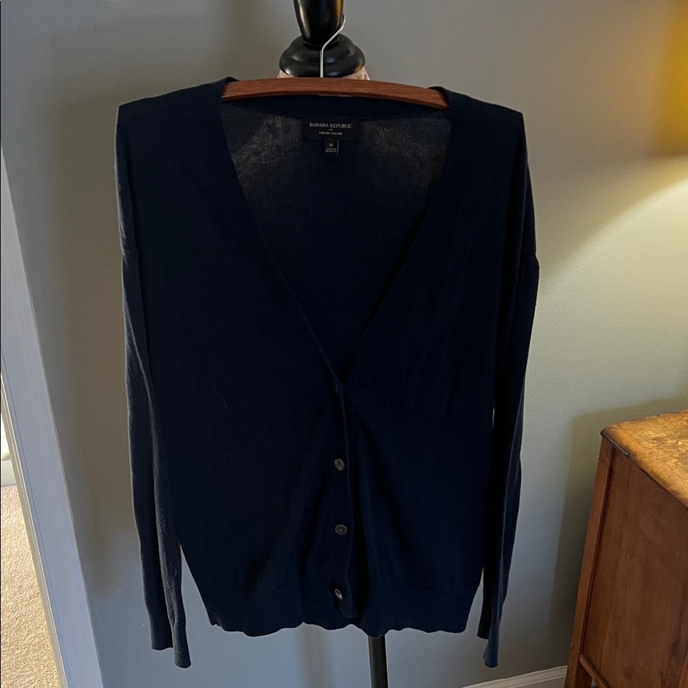 Navy Blue Banana Republic Boyfriend Cardigan Sweater